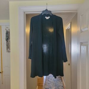 Dark Green Ribbed Cardigan